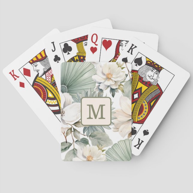 Anpassad monogram vattenfärg blommor casinokort (Baksidan)