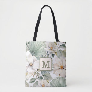 Anpassad monogram vattenfärg blommor tygkasse