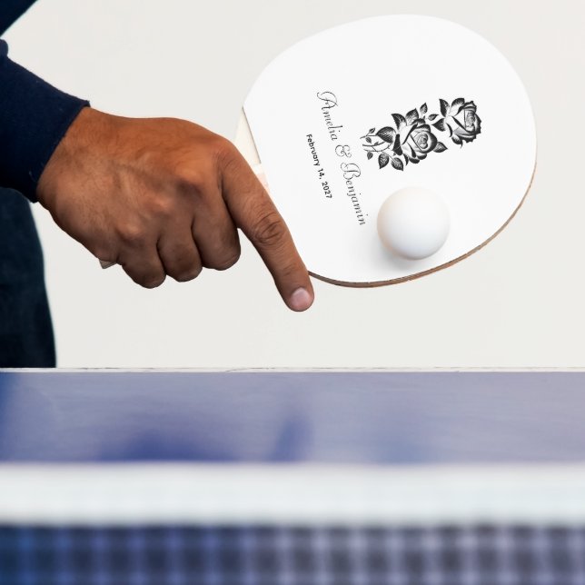 Anpassad monogramdatum med ros unik stilrenhet pingisracket (Insitu)