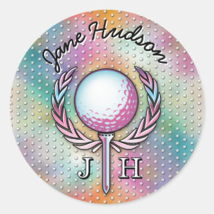 Anpassad monogramdesign för kvinnliga golfare runt klistermärke