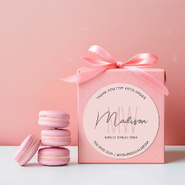 Anpassad monogramlogotyp Rosa bageristicker Runt Klistermärke