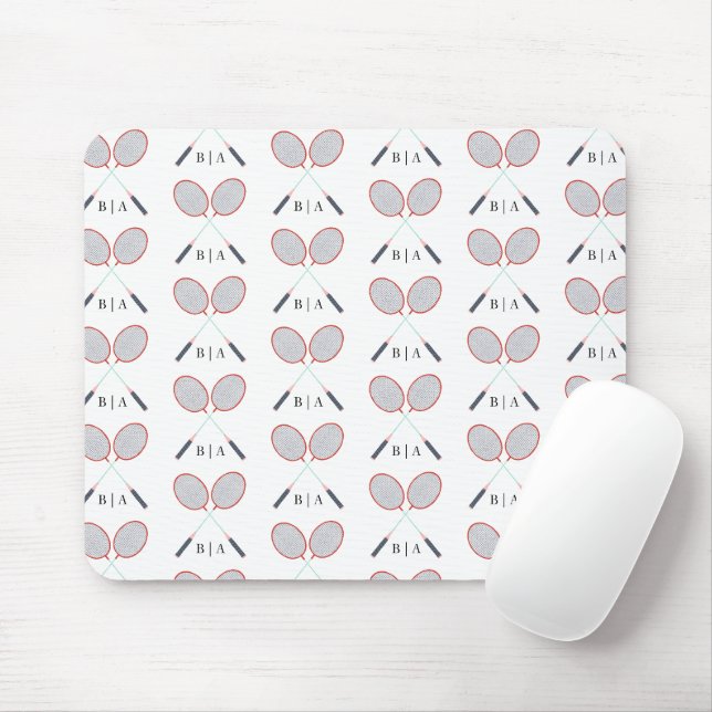 Anpassad monogramm Badminton-mönster Musmatta (Med mus)