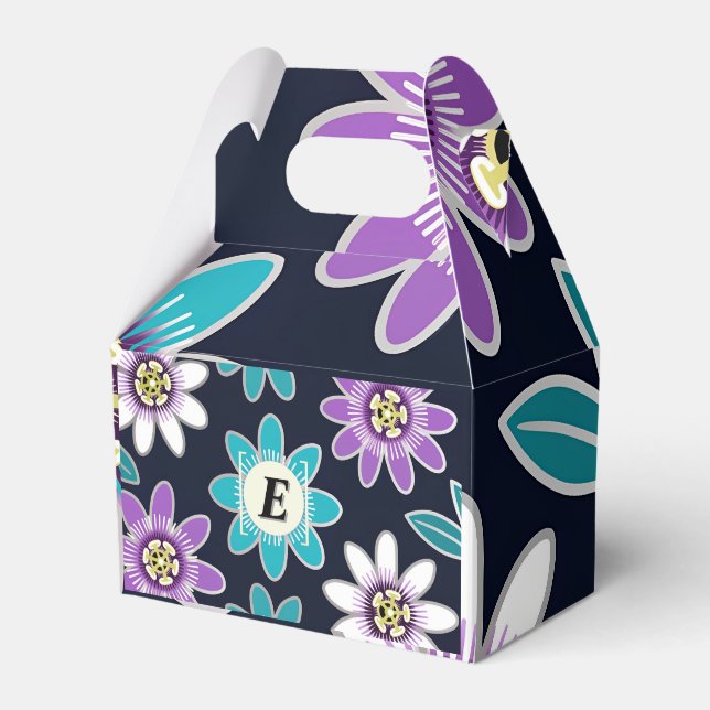 Anpassad Monogramm Passion Blomma Blommönster  Presentaskar (Framsidan Sidan)
