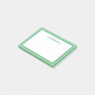 Anpassad Monogrammed Namn-Grönt med minimal cute-t Post-it Block