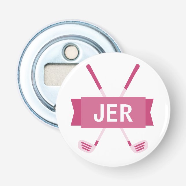 Anpassad Monogrammerad Korsad Klubba Rosa Damer Co Flasköppnare (Framsidan)