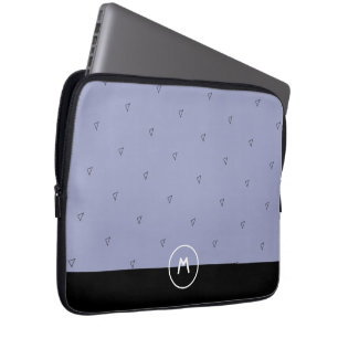 Anpassad monogramnamn enkel blå svart minimalistis laptop fodral