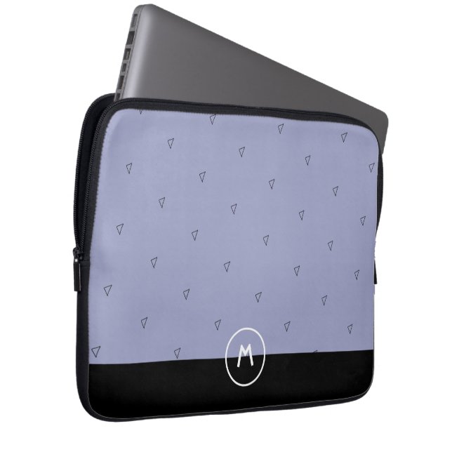 Anpassad monogramnamn enkel blå svart minimalistis laptop fodral (Framsidan Höger)