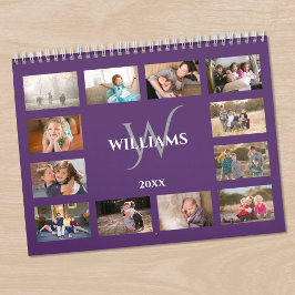 Anpassad monogramnamn lila foto kalender