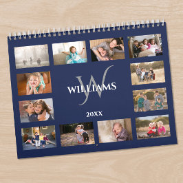 Anpassad monogramnamn marinblå foto kalender