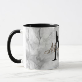 Anpassad monogramnamn realistisk Vit Marmor Design Mugg