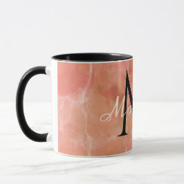 Anpassad monogramnamn realistisk Vit Marmor Design Mugg