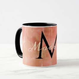 Anpassad monogramnamn realistisk Vit Marmor Design Mugg