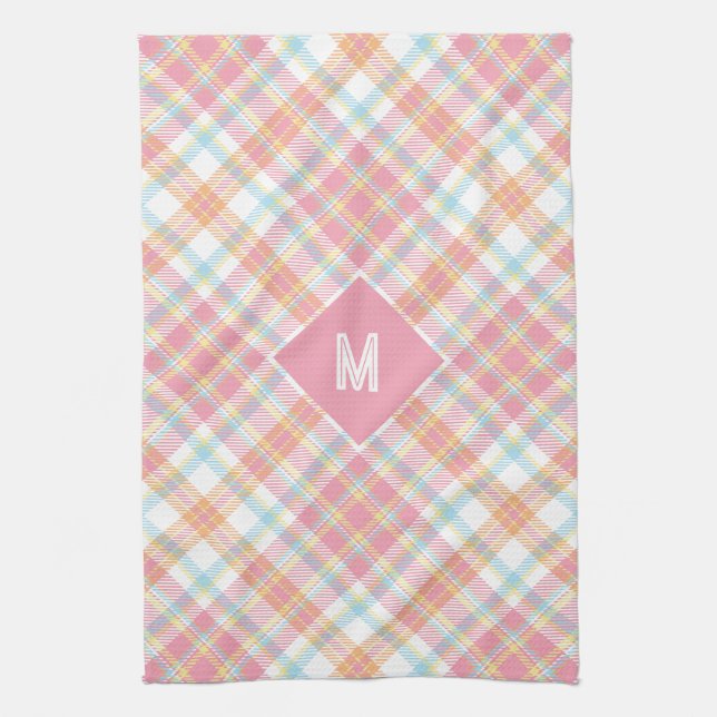 Anpassad monogramrutig / Tartan-mönster Kökshandduk (Vertikal)