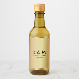 Anpassad Monogramtext Spara Datum Elegant Guld Vinetikett