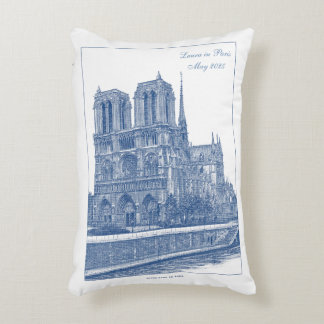 Anpassad monokrom blå notre Dame de Paris Prydnadskudde
