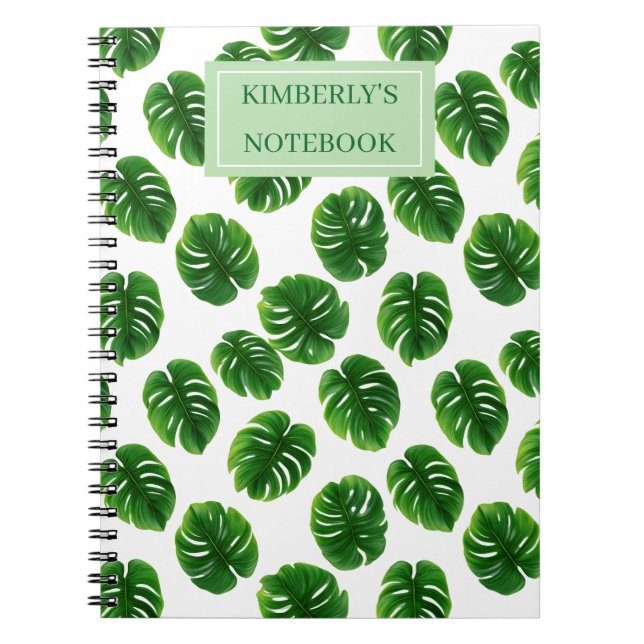 Anpassad Monstera-blad Tropisk Mönster Anteckningsbok (Framsidan)