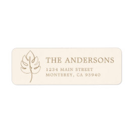 Anpassad Monstera-monogram brölloppslogotyp Returadress Etikett