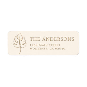 Anpassad Monstera-monogram brölloppslogotyp Returadress Etikett