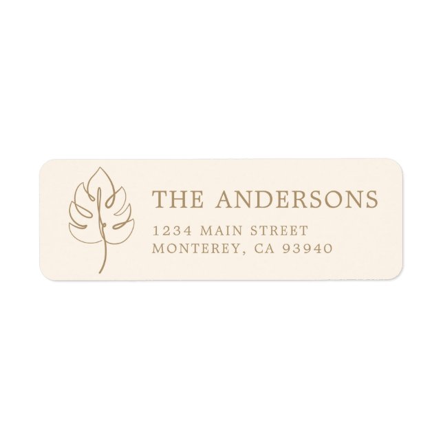 Anpassad Monstera-monogram brölloppslogotyp Returadress Etikett (Framsidan)