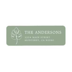 Anpassad Monstera-monogram brölloppslogotyp Returadress Etikett
