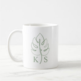 Anpassad Monstera Monogram Bröllopslogotyp Kaffemugg