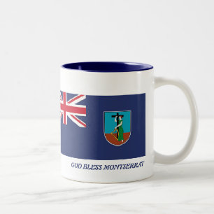 Anpassad MONTSERRAT-FLAGGA, vit Två-Tonad Mugg