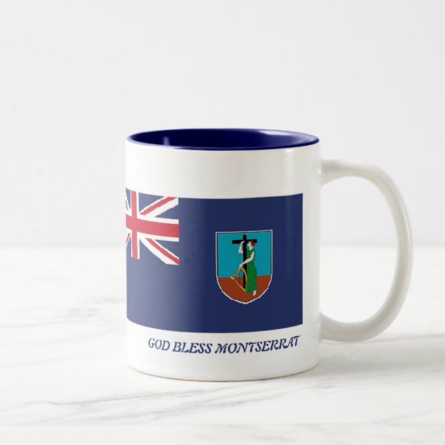 Anpassad MONTSERRAT-FLAGGA, vit Två-Tonad Mugg (Höger)