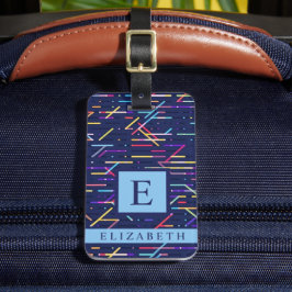 Anpassad Mörk, marin blå Abstrakt Mönster Bagagebricka