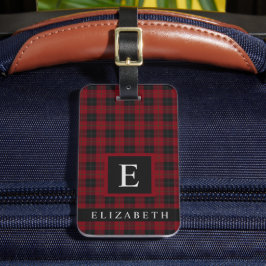 Anpassad Mörk Maroon Red Grönt Checkered Mönster Bagagebricka