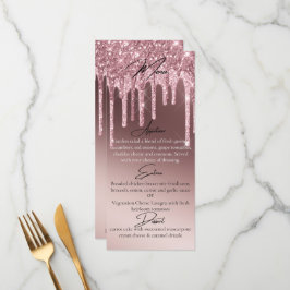 Anpassad mörk roséguld glitterdropp Elegant middag Meny