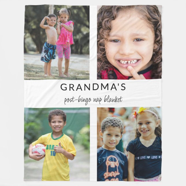 Anpassad mormor fotocollage rolig tupplur fleecefilt (Framsidan)