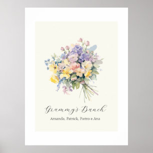 Anpassad Mormors Knippe Blomma Barnbarn Canvas Poster