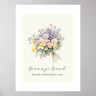 Anpassad Mormors Knippe Blomma Barnbarn Canvas Poster