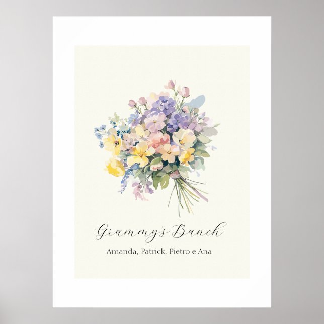 Anpassad Mormors Knippe Blomma Barnbarn Canvas Poster (Framsidan)