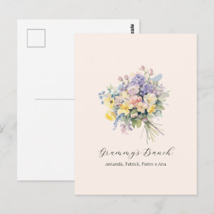 Anpassad Mormors Knippe Blomma Barnbarn Canvas Vykort