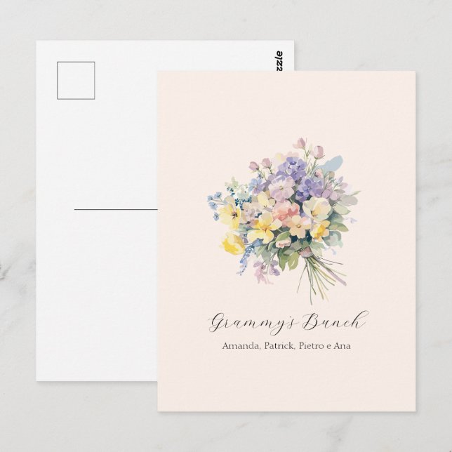 Anpassad Mormors Knippe Blomma Barnbarn Canvas Vykort (Fram/baksida)