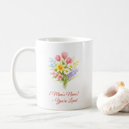 Anpassad mormorsdagsbukett av blommor-mugg kaffemugg