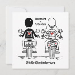 Anpassad motorcykel för MC-äktenskap årsdag Inbjudningar