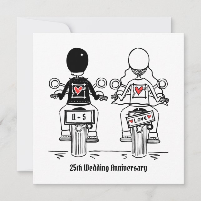 Anpassad motorcykel för motorcykel bröllops årsdag inbjudningar (Framsida)