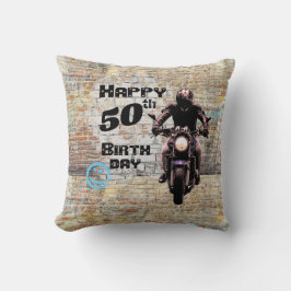 Anpassad Motorcykel Industriel Grunge Tegelvägg Gr Kudde