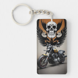 Anpassad motorcykel med dödskalle-grafik nyckelring