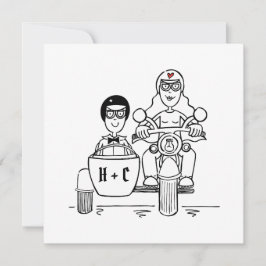 Anpassad motorcykel och sidovagn bröllop inbjudningar
