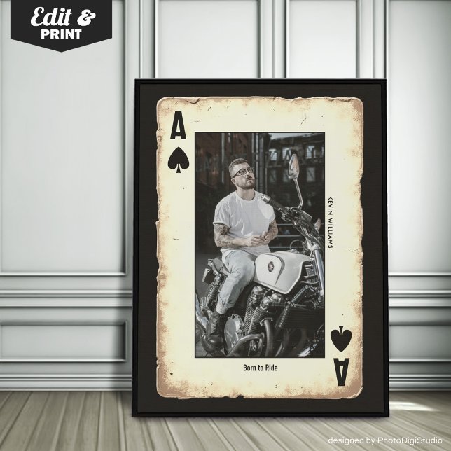 Anpassad motorcykelväggkonst, present till motorcy poster (Custom Biker Wall Art, Biker Gift Ace of Spades Poster)