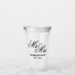 Anpassad Mr & Mrs akryl tumbler glas för bröllop