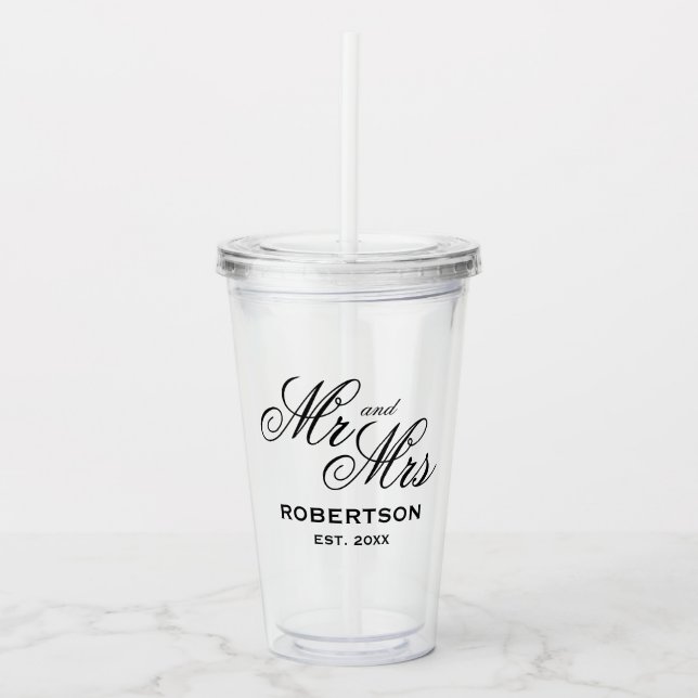 Anpassad Mr & Mrs akryl tumbler glas för bröllop (Framsida)