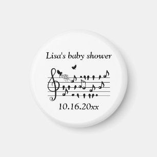 Anpassad musik för baby shower Fågelnoter minnessa Magnet