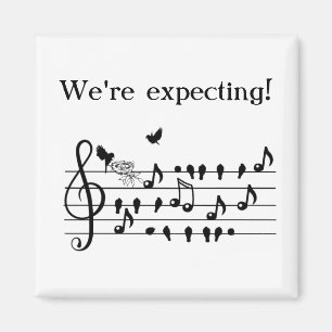 Anpassad musik för baby shower Fågelnoter minnessa Magnet