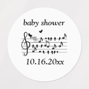 Anpassad musik för baby shower med fågelnoter som klistermärke