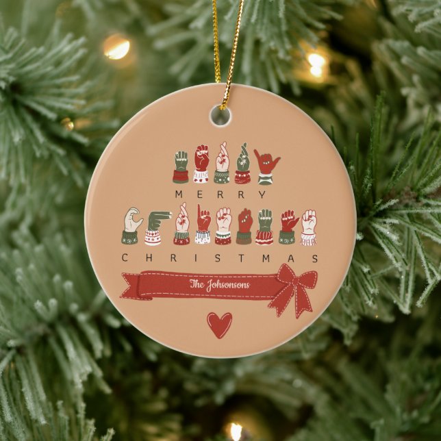 Anpassad Mysig ASL God Jul Julgransprydnad Keramik (Träd)