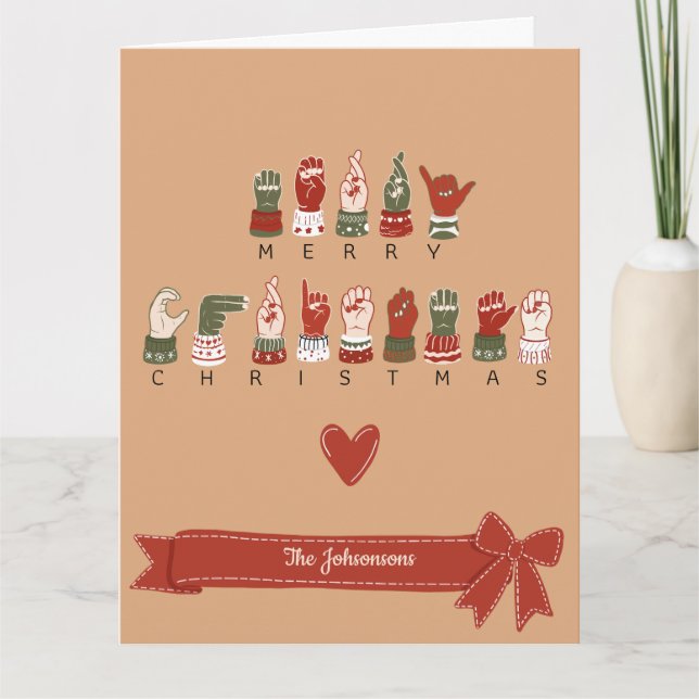 Anpassad Mysig ASL God Jul Kort (Framsida)